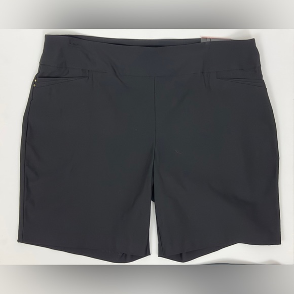 ATTYRE SAMANTHA BLACK STRETCH BERMUDA SHORT FAUX POCKETS 22W - Picture 2 of 7